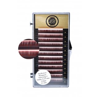 Schmuck Einzelwim. Reflexion rot  6 Streifen: Curl C; St: 0,15mm; L: 11mm